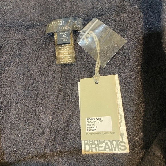 NWT Barefoot Dreams CozyChic Lite Cable Pant, Wide Leg Size 2X Petite Onyx Blue - Picture 2 of 7
